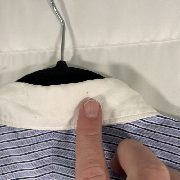 Suitsupply Dress Shirt Men's 16.5 42 Blue Striped Egyptian Cotton Long Sleeve - Picture 6 of 7